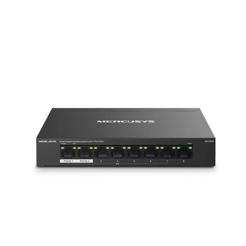 מתג MERCUSYS MS108GP 8-P Gigabit MS108GP מתג MERCUSYS MS108GP 8-P Gigabit MS108GP