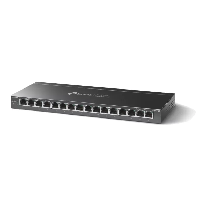 PoE Switch TP-Link TL-SG116P 16-Port Gigabit Desktop 16x PoE+ TL-SG116P Color:black PoE Switch TP-Link TL-SG116P 16-Port Gigabit Desktop 16x PoE+ TL-SG116P Color:black