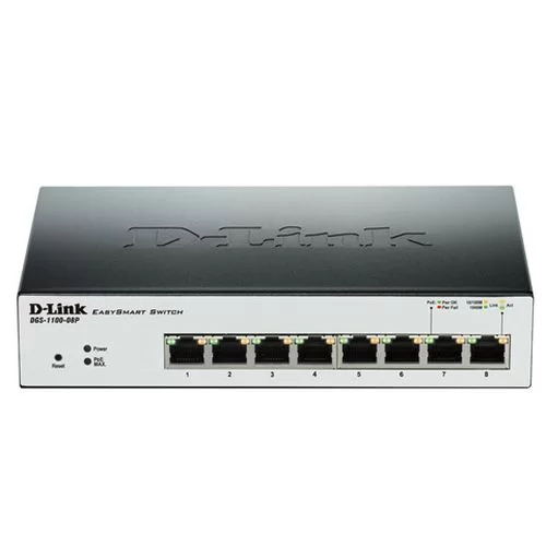 מתג מנוהל WEB עם 8 פורטים PoE D-Link DGS-1100-08P/B1A/O