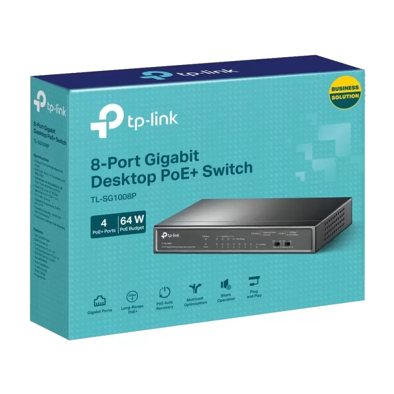 מתג TP-Link TL-SG1008P 8-Port Gigabit Switch SG1008P צבע לבן - כתום