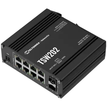 מתג PoE תעשייתי מנוהל Teltonika TSW202 8x PoE+ 2x SFP TSW202000000 צבע שחור מתג PoE תעשייתי מנוהל Teltonika TSW202 8x PoE+ 2x SFP TSW202000000 צבע שחור