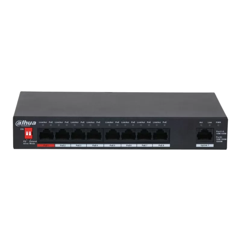 מתג PoE לא מנוהל DAHUA PFS3009-8ET1GT-96 DH-PFS3009-8ET1GT-96 צבע שחור