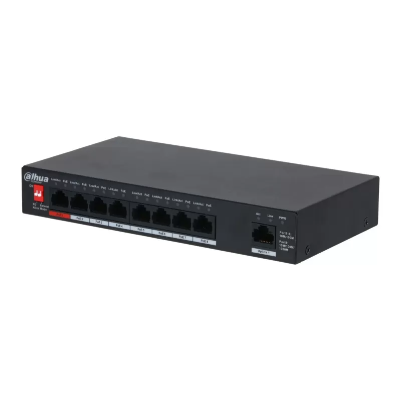 מתג PoE לא מנוהל DAHUA PFS3009-8ET1GT-96 DH-PFS3009-8ET1GT-96 צבע שחור