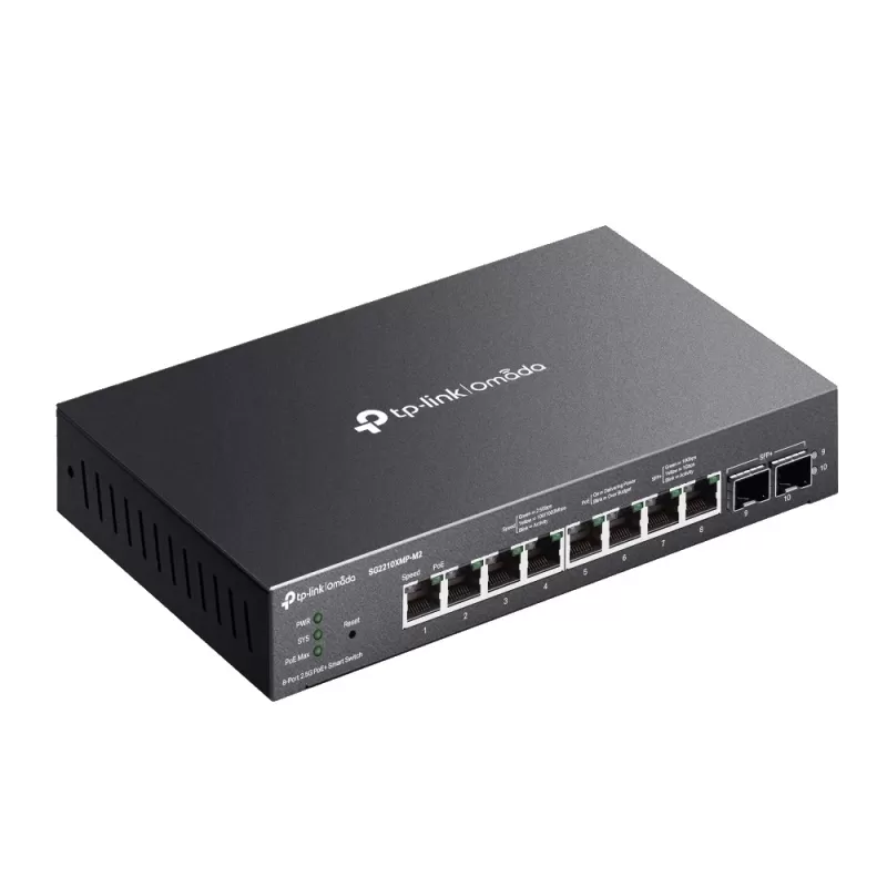 Коммутатор PoE Omada SG2210XMP-M2 8-Port 2.5G 8x PoE+ 2x 10G SFP+ SG2210XMP-M2 Цвет:чёрный Коммутатор PoE Omada SG2210XMP-M2 8-Port 2.5G 8x PoE+ 2x 10G SFP+ SG2210XMP-M2 Цвет:чёрный