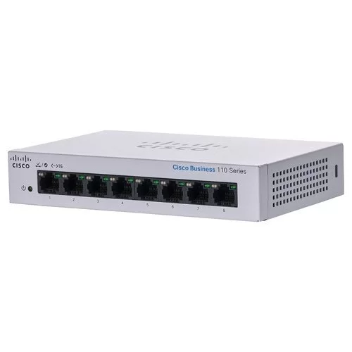 מתג לא מנוהל Cisco 8 PORT 1GB Unmanaged External PSU CBS110-8T-D-EU צבע לבן