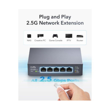 Switch CUDY 5 Port 2.5GB Unmanged Switch HS105 Color:black Switch CUDY 5 Port 2.5GB Unmanged Switch HS105 Color:black
