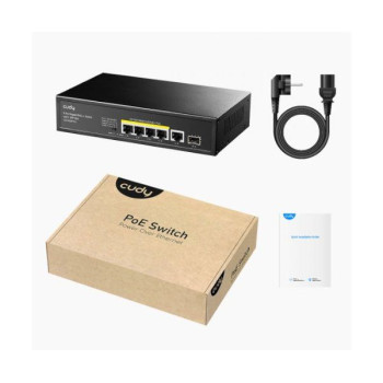 מתג לא מנוהל CUDY GS1005PTS1 5PORT 1GB POE 1XSFP total 120W GS1005PTS1-IL צבע