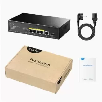 מתג לא מנוהל CUDY GS1005PTS1 5PORT 1GB POE 1XSFP total 120W GS1005PTS1-IL צבע שחור