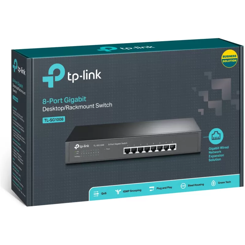 Коммутатор TP-Link TL-SG1008 8-Port Gigabit Desktop/Rackmount Switch TL-SG1008 Цвет:чёрный