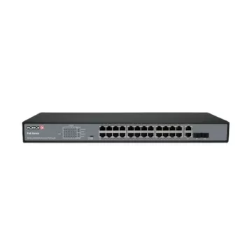 מתג Provison 24 PORT 100MB POE Switch 2XUplink 1GB 370W Total POES-24370C+2SFP צבע שחור