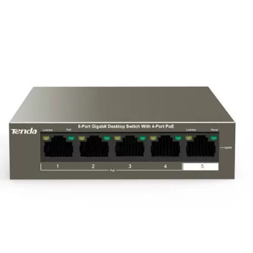 Unmanaged switch Tenda 5 Port With 4 PORT POE Gigabit Switch 63W TEG1105P-4-63W Color:white