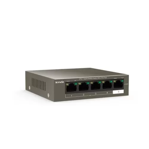 Unmanaged switch Tenda 5 Port With 4 PORT POE Gigabit Switch 63W TEG1105P-4-63W Color:white