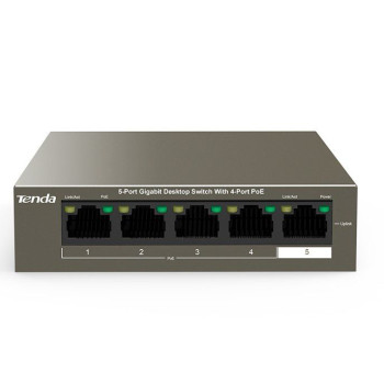 מתג לא מנוהל Tenda 5 Port With 4 PORT POE Gigabit Switch 63W TEG1105P-4-63W צבע