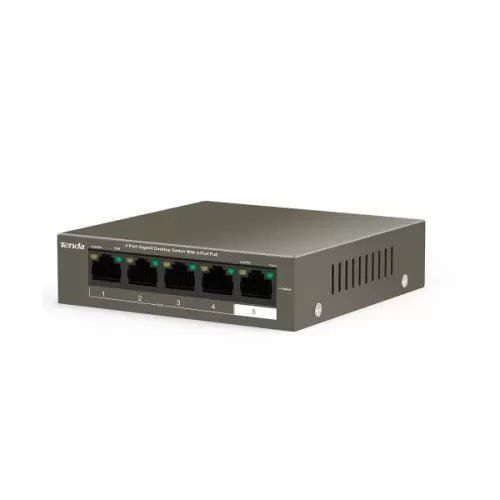 Unmanaged switch Tenda 5 Port With 4 PORT POE Gigabit Switch 63W TEG1105P-4-63W Color:white