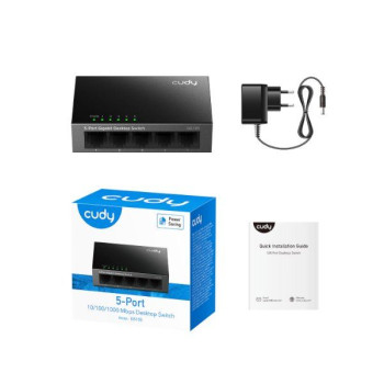 מתג לא מנוהל CUDY Switch GS105 5 port 1GB switch Steel Case GS105-IL צבע שחור