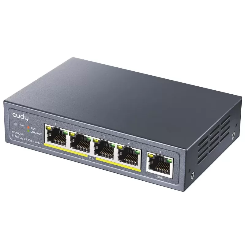 Unmanaged switch CUDY GS1005P 5-Ports Gigabit Unmanaged POE Switch GS1005P-IL Color:black