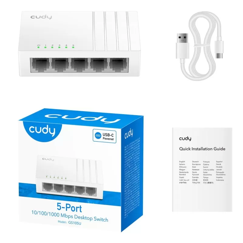 Switch CUDY GS105U 5-Port Gigabit Switch USB-C GS105U