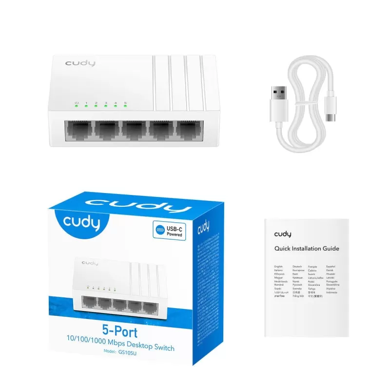 Switch CUDY GS105U 5-Port Gigabit Switch USB-C GS105U