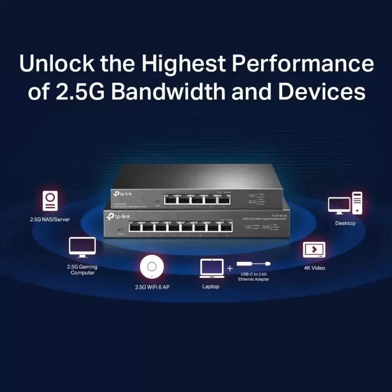 מתג TP-Link SG105-M2 5-Port 2.5G Switch SG105-M2 צבע שחור