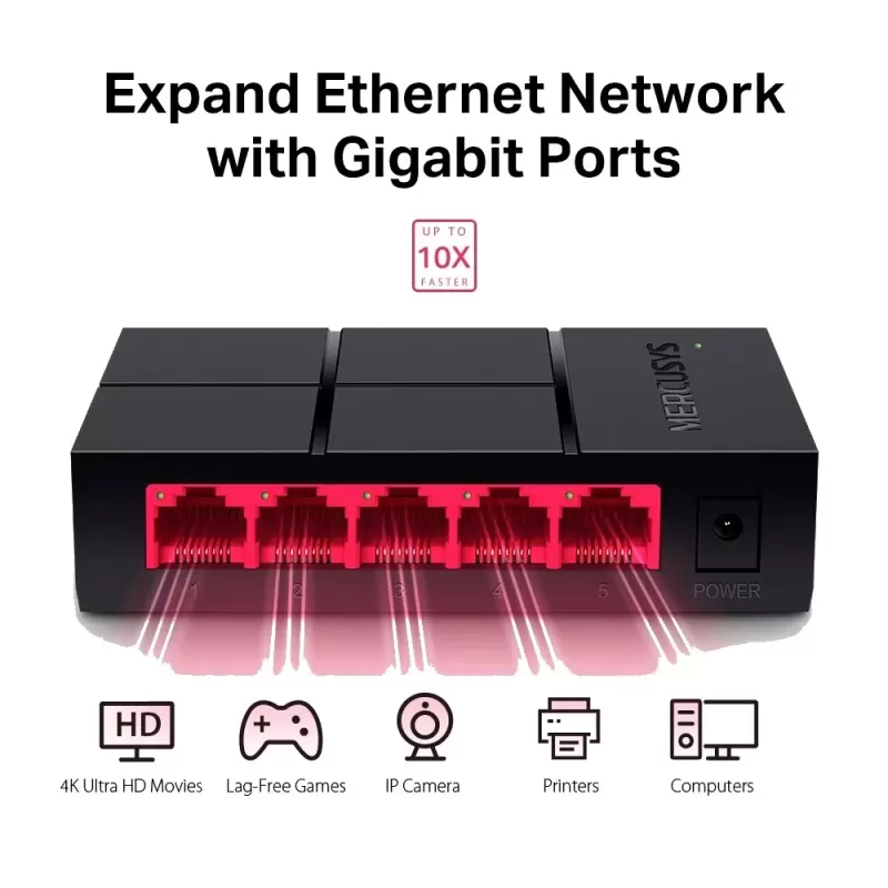 Switch MERCUSYS MS105G 5-Port Desktop Switch MS105G Color:black