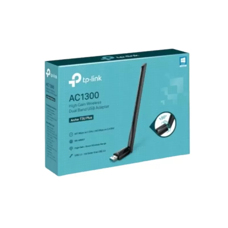 מתאם רשת אלחוטי USB מסדרת NANO עד AC1300 5 GHz TP-Link Archer T3U Plus צבע שחור
