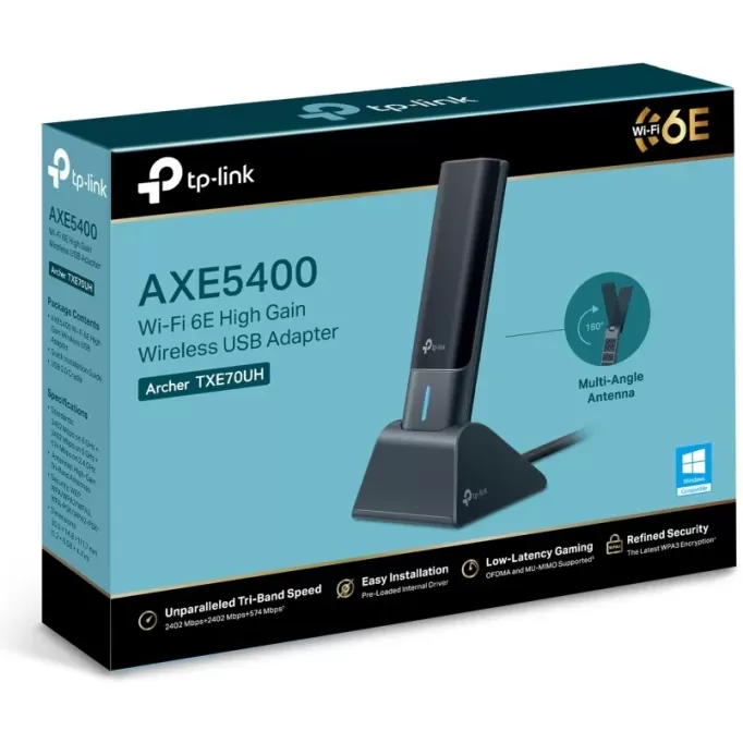 USB Network Card TP-Link Archer TXE70UH AXE5400 Wi-Fi 6E USB Archer TXE70UH Color:black USB Network Card TP-Link Archer TXE70UH AXE5400 Wi-Fi 6E USB Archer TXE70UH Color:black