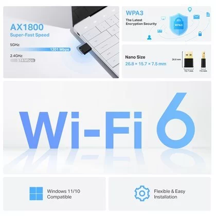 כרטיס רשת USB TP-Link Archer TX20U Nano AX1800 USB Adapter TX20U Nano