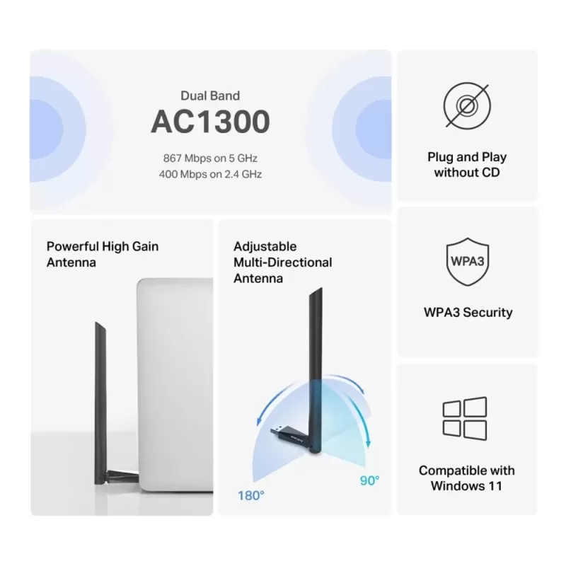 USB Network Card MERCUSYS MA30H AC1300 Wireless MA30H