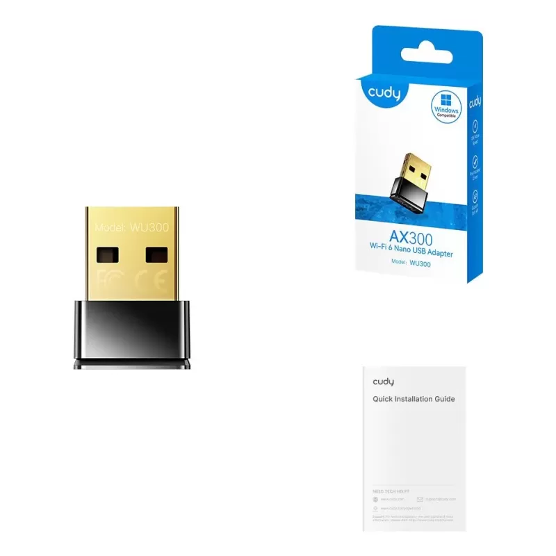 USB Network Card CUDY WU300 AX300 Wi-Fi 6 Nano USB Adapter WU300