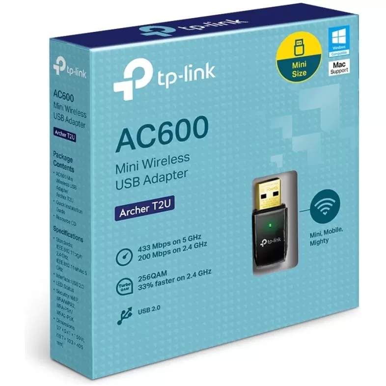 כרטיס רשת USB TP-Link Archer T2U AC600 USB Adapter Archer T2U צבע שחור