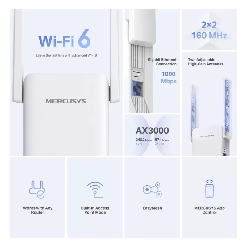 USB Network Card MERCUSYS ME80X AX3000 Wi-Fi 6 ME80X