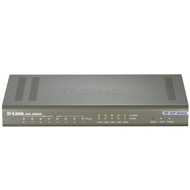 Шлюз VOIP Station на 8 портов (8X FXP + 4X Gigabit Lan) D-Link DVG-5008SG Шлюз VOIP Station на 8 портов (8X FXP + 4X Gigabit Lan) D-Link DVG-5008SG