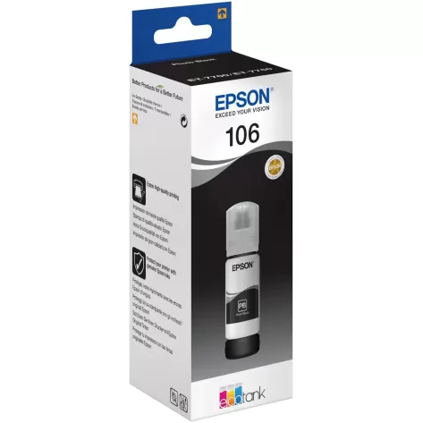original EPSON 106 EcoTank Photo Black 70ml C13T00R140 Color:black