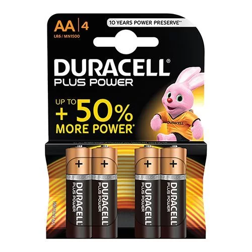סט 4 סוללות Duracell Plus Power AA LR6 / MN1500 Plus Power AA סט 4 סוללות Duracell Plus Power AA LR6 / MN1500 Plus Power AA