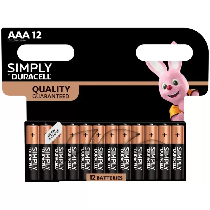 סט 12 סוללות אלקליין Duracell Simply AAA