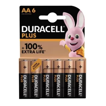 סט 6 סוללות לא נטענות Duracell AA PLUS 6 PACK LR6/MN1500