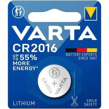 סוללת כפתור ליתיום VARTA CR2016 3V מארז 10 06016101401 צבע כסוף