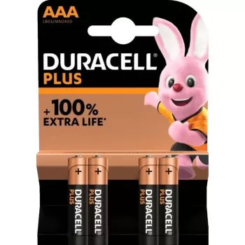 סט 4 סוללות לא נטענות Duracell PLUS 100% AAA 2546092