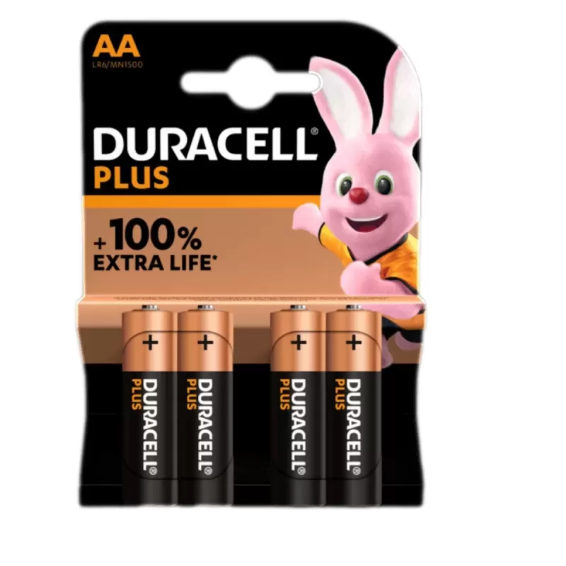 Комплект из 4 неперезаряжаемых батареек Duracell AA PLUS 4 PACK LR6/MN1500