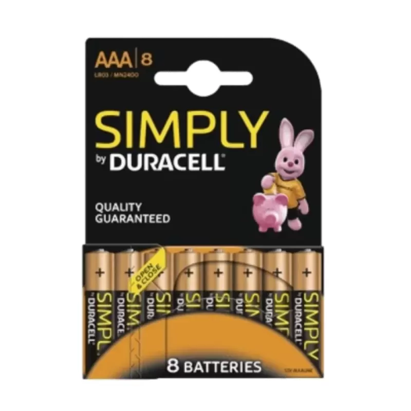סוללות Duracell 8 AAA Simply AAA Simply