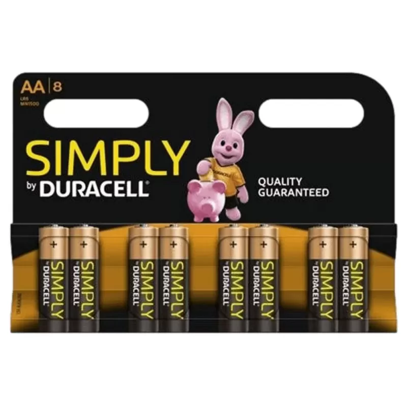 Комплект из 8 неперезаряжаемых батареек Duracell AA Simply 8 PACK LR6/MN1500