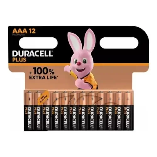 סט 12 סוללות לא נטענות Duracell PLUS 100% AAA 2546094 סט 12 סוללות לא נטענות Duracell PLUS 100% AAA 2546094