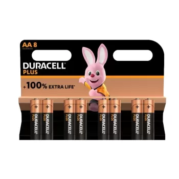 סט 8 סוללות לא נטענות Duracell Plus AA 8 LR6/MN1500 8PCS