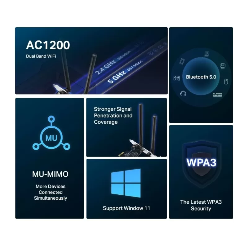 Адаптер Bluetooth MERCUSYS MA30E AC1200 Bluetooth PCIe MA30E Адаптер Bluetooth MERCUSYS MA30E AC1200 Bluetooth PCIe MA30E