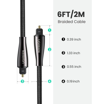 Аудиокабель UGREEN SPDIF Toslink Optical 2m 70896