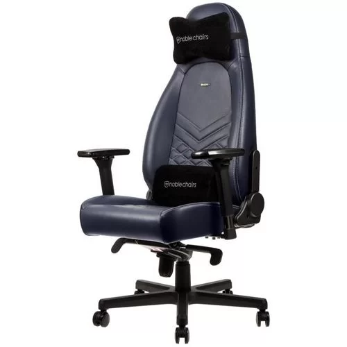 כיסא גיימינג Noblechairs ICON Real Leather צבע כחול חצות, גרפיט