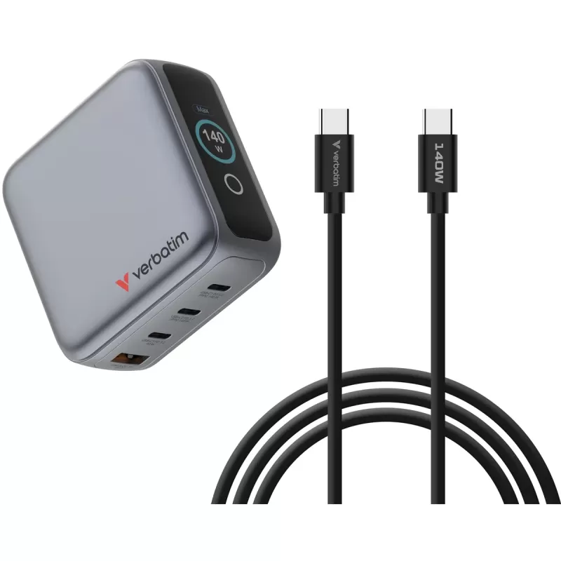 Зарядное устройство Verbatim Mini GaN Charger 140W with Display 30240 Зарядное устройство Verbatim Mini GaN Charger 140W with Display 30240