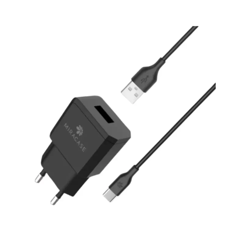Wall charger + Type-C cable Miracase MWCS240 99213-310-67 5V Color:black