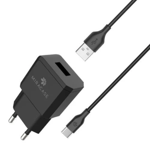 Wall charger + Type-C cable Miracase MWCS240 99213-310-67 5V Color:black
