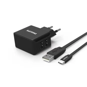 Wall charger + Type C cable + dual USB port Philips DLP2502+DLC2528C black DLP2502+DLC2528C 5V